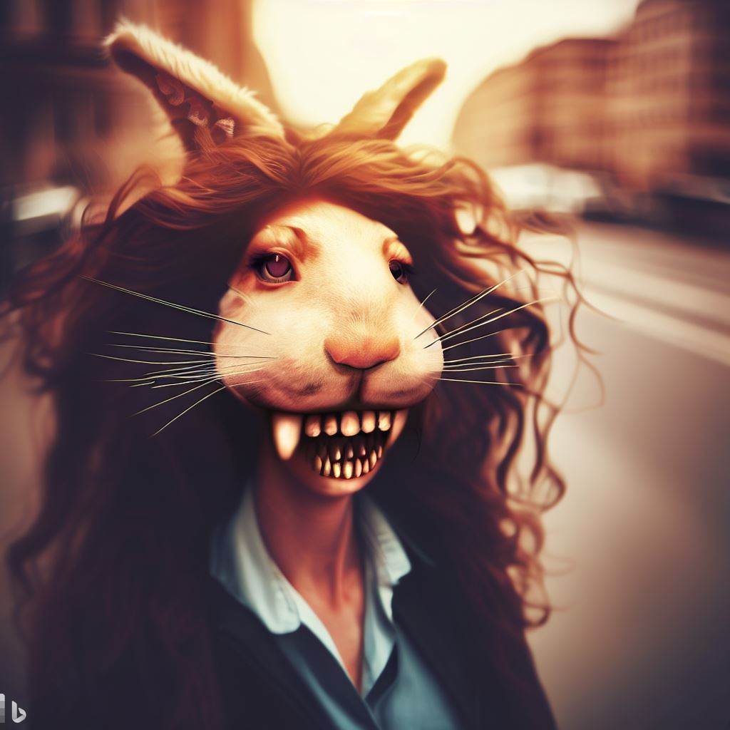 femme lapin lion
